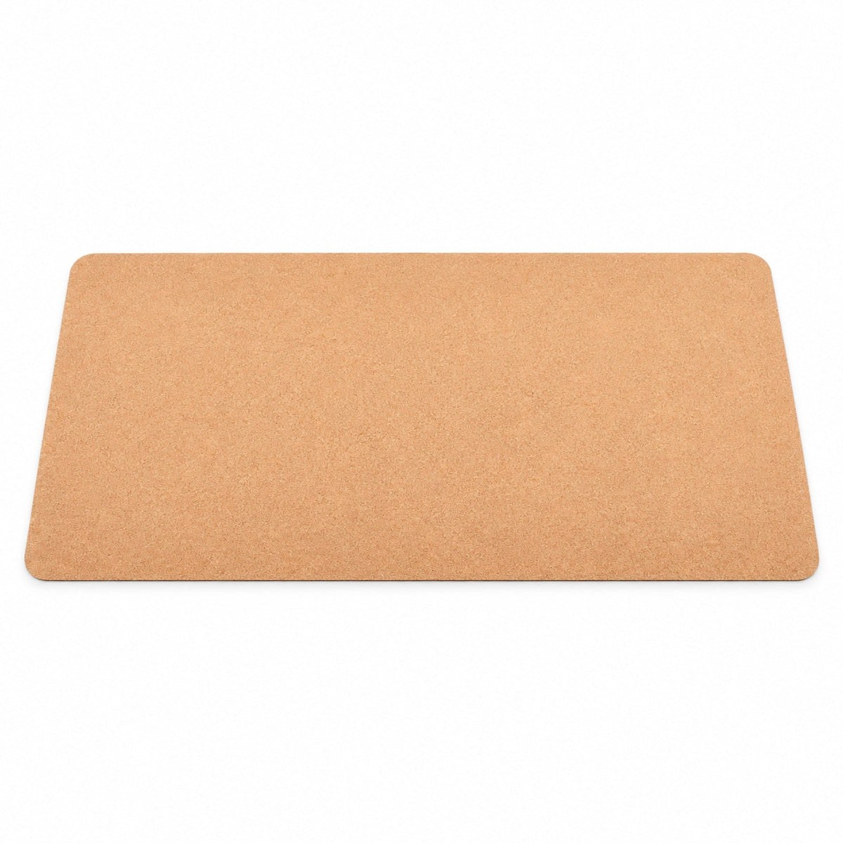Cork-texture desk mat defining a workspace zone
