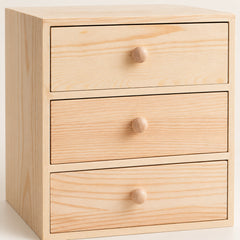 Three-Drawer Wood Desk Organizer — close-up
