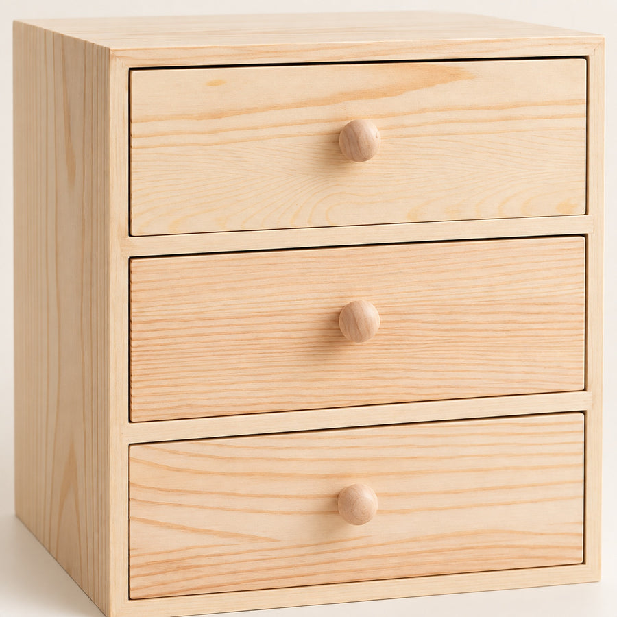 Three-Drawer Wood Desk Organizer