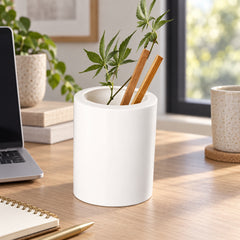 White Ceramic Pen Cup — lifestyle